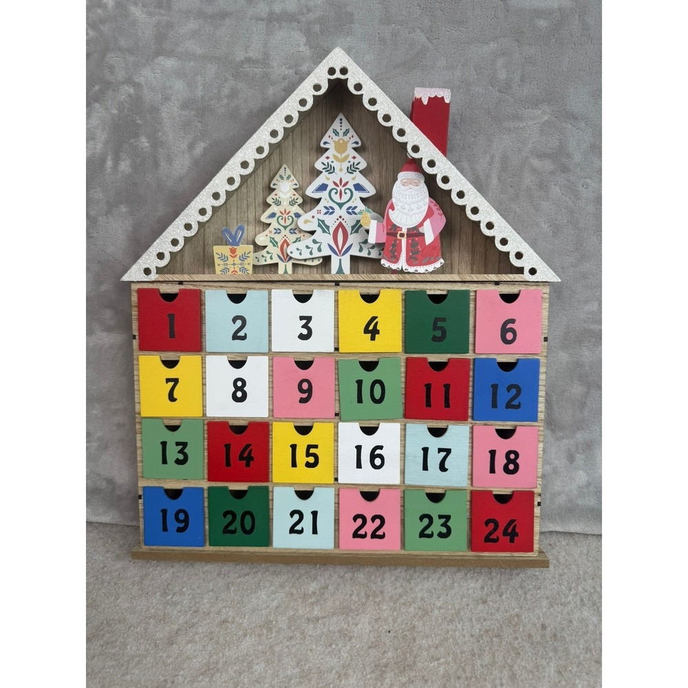 Ashland Wood Christmas Advent‎ Calendar House Santa Trees 24 Drawers